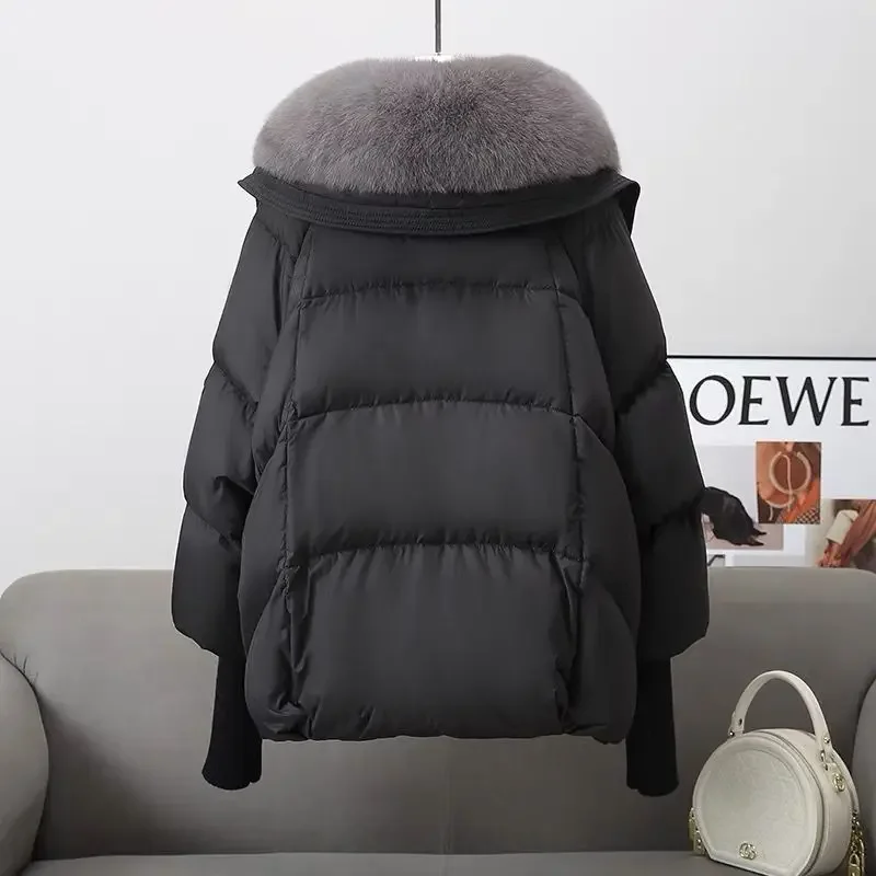 2024 novo inverno quente ganso para baixo jaquetas natural real gola de pele de raposa puffer jaquetas femininas grosso streetwear casacos