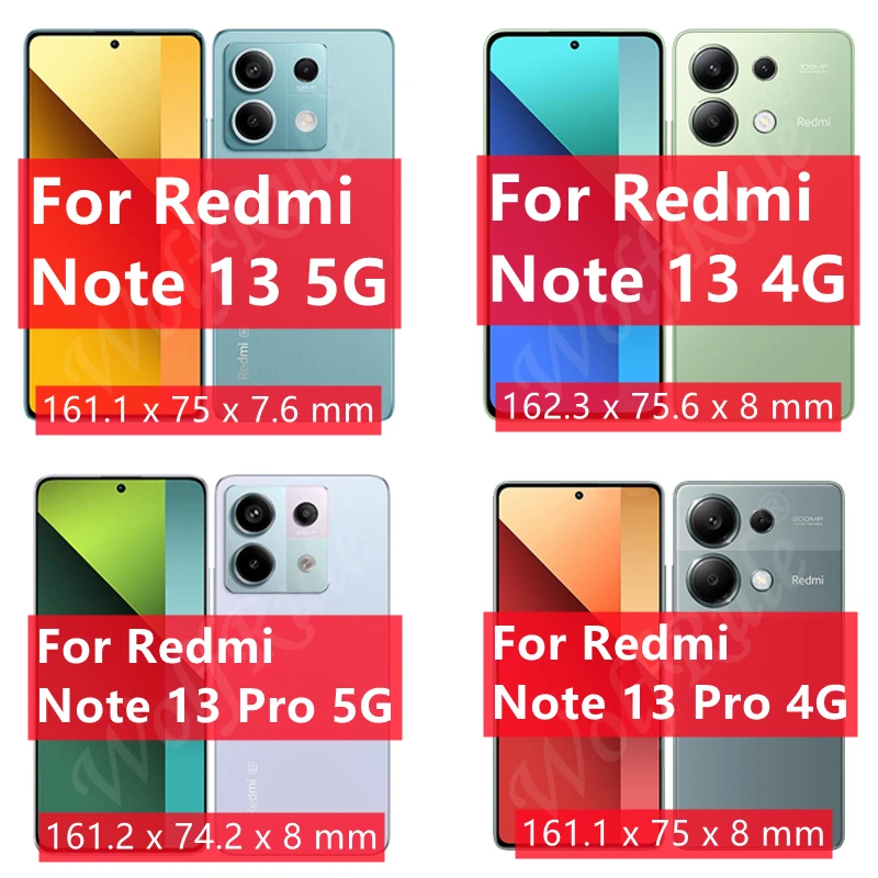 Protetor de Tela Cheia para Xiaomi, Redmi Note 13 5G Vidro Temperado, Redmi Note 13 Pro, Lens Glass, 6 em 1