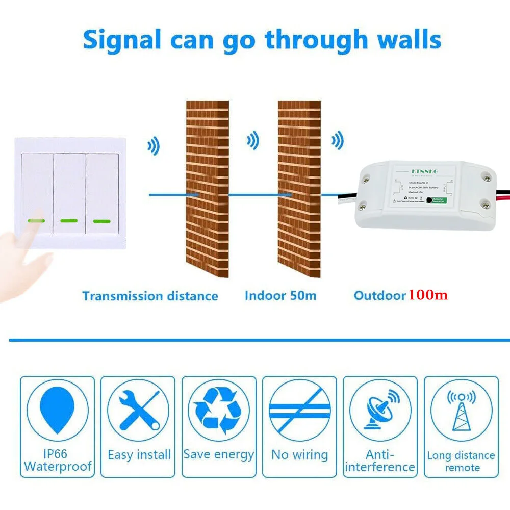 CENFAYA 433HMz مفتاح الإضاءة اللاسلكي 86 لوحة الحائط مفتاح ذكي 110 فولت 220 فولت 230 فولت 10A استقبال التتابع للمنزل مصباح ليد مروحة
