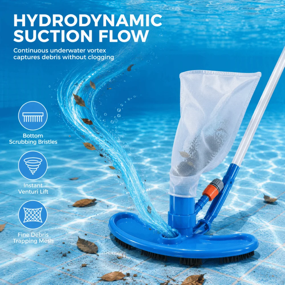 Durable Easy Assembly Pool Vacuum Cleaner Multi-Functional Efficient Underwater Pool Skimmer Garden Hose Vacuum Spas