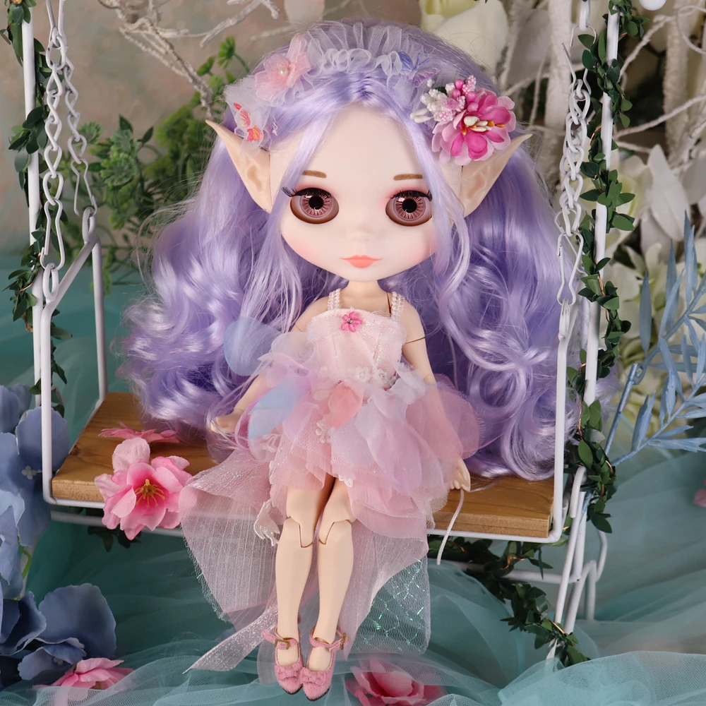 ICY DBS Blyth Puppe Lavendel Haar Blume Fee Kleid Messe Haut Matte Gesicht Cosplay Kostüm 30 cm BJD Festival Geschenk Geburtstag geschenk