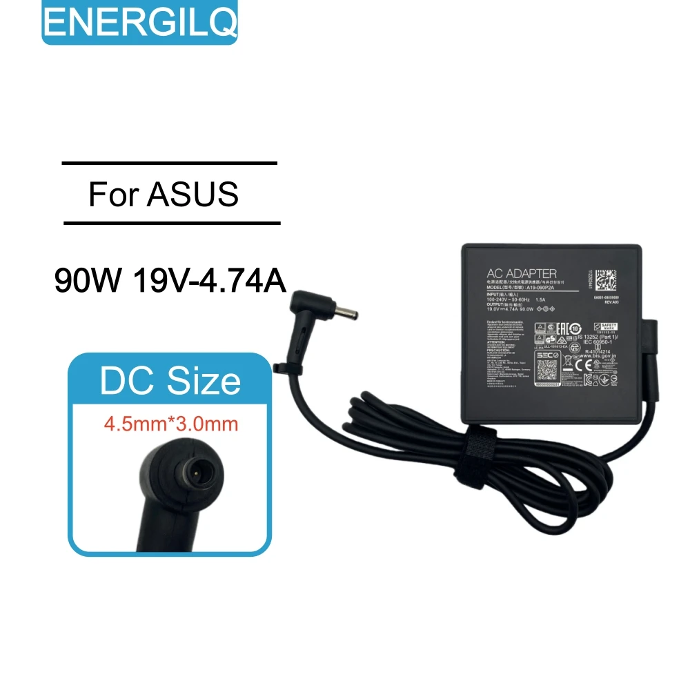 Зарядное устройство переменного тока 90W 19V 4.74A 4.5*3.0мм для ноутбуков ASUS Zenbook U500V UX51V UX51VZ UX51VZA PA-1900-30 PA-1900-92