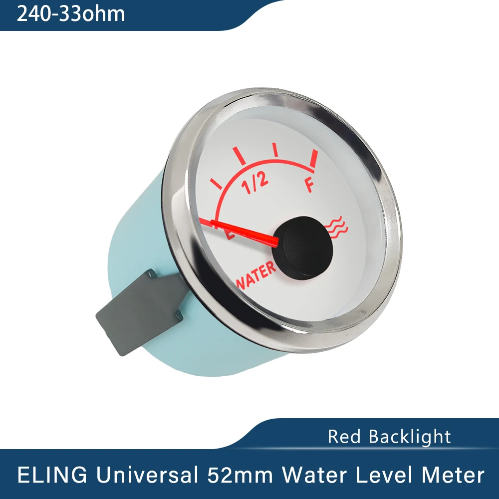 Universal 52mm Water Level Gauge Meter Signal 0-190ohm 240-33ohm with Red Backlight for Car Boat 9-32V