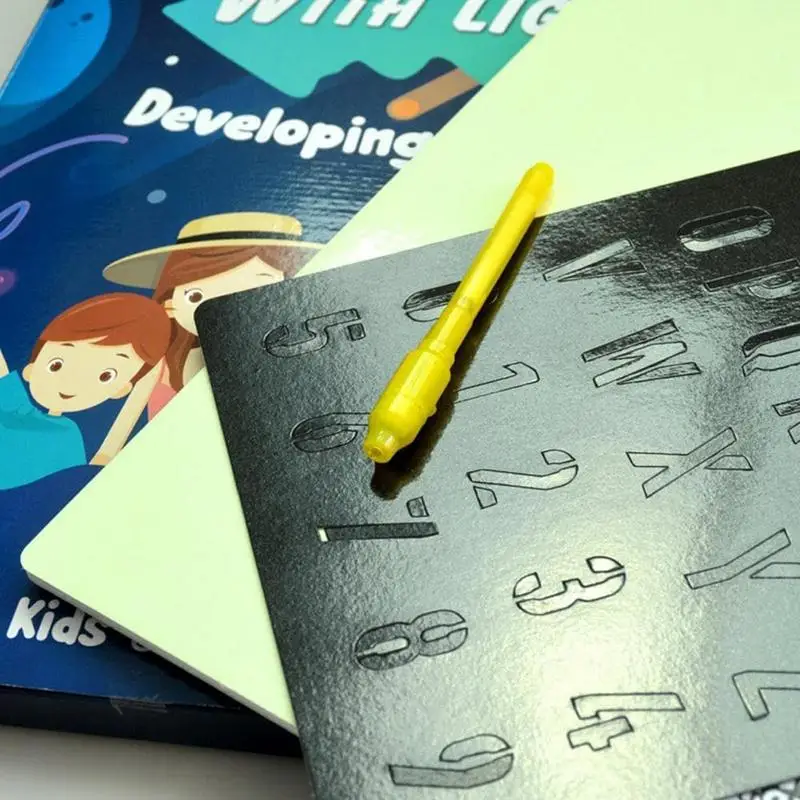 Bloc de dibujo con luz LED para niños, tablero de dibujo para niños, tablero para garabatear reutilizable, juguetes educativos de aprendizaje portátiles, LED para niños pequeños
