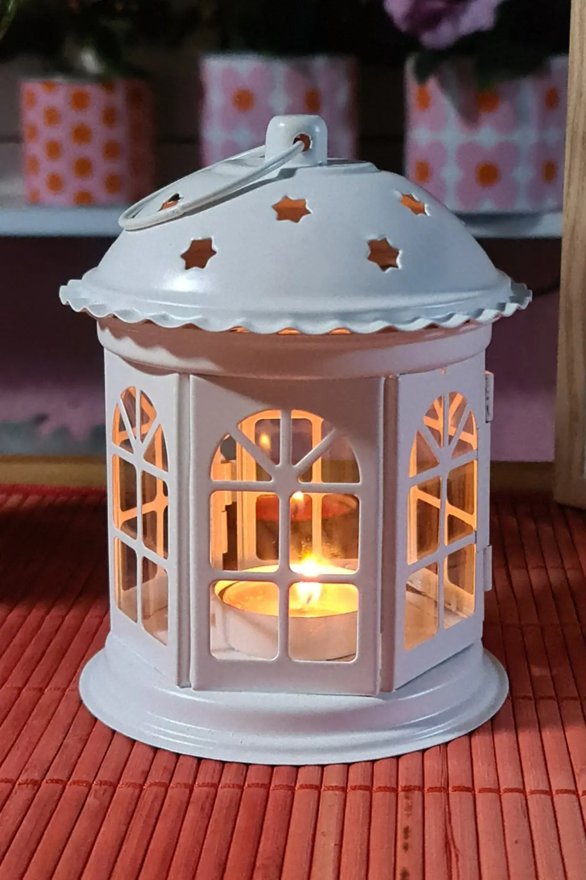 

Candle Lantern Candlestick Candle Holder Metal 13cm White