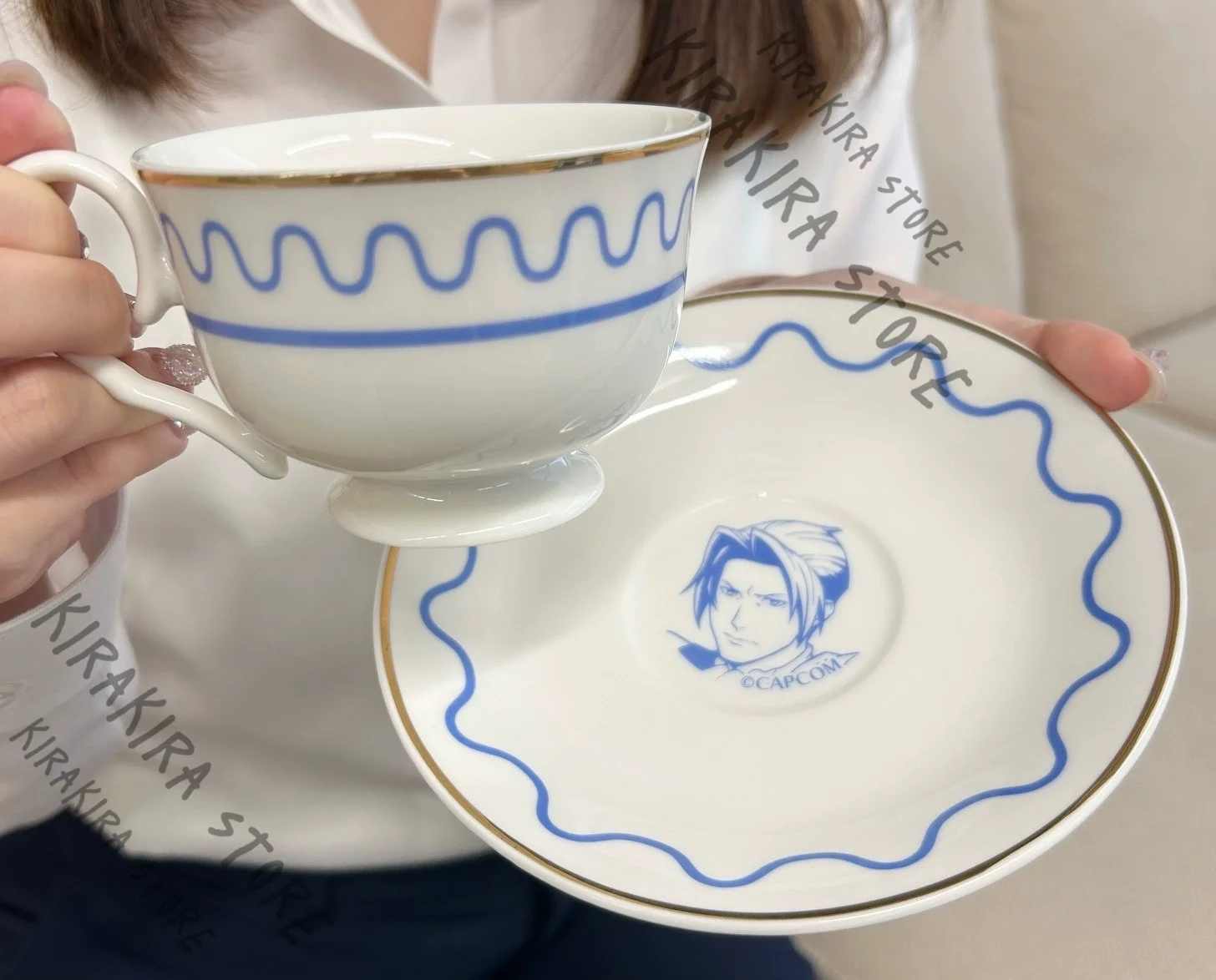 Ace Attorney Miles Edgeworth-Juego de platillos y tazas de té para Cosplay, platos de cerámica, pegatina colgante acrílica, toalla, adorno oficial