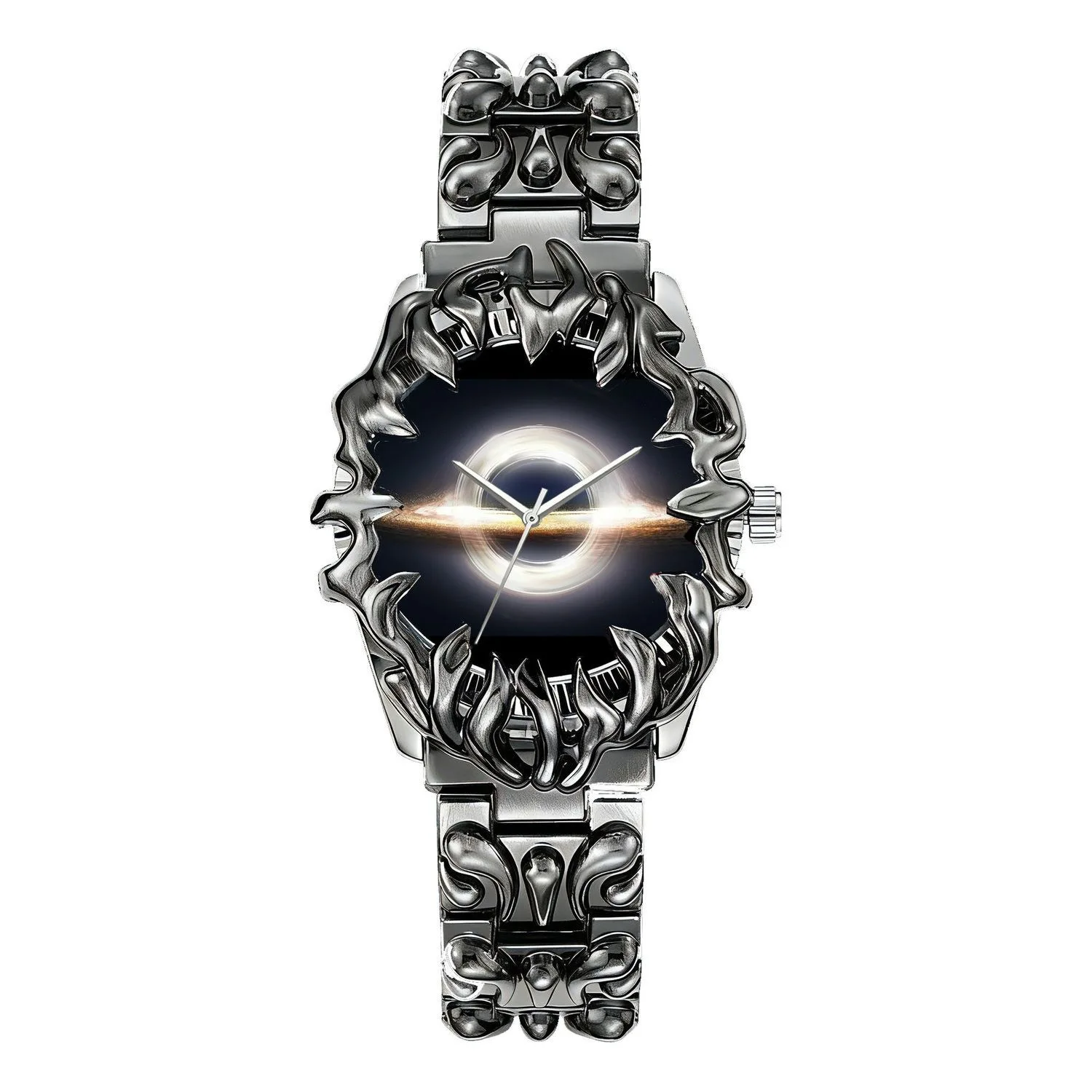 Y2K Fashion Cool Men's Quartz Claw Watches Personality Pattern Dial Date Window Luminous Pointer Metallic Alien Men's Wristwatch