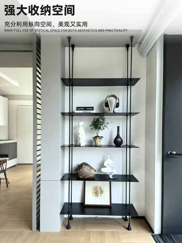 Round tube shelf, bookshelf, multi-layer aluminum alloy storage rack, storage rack, display rack, living room display rack