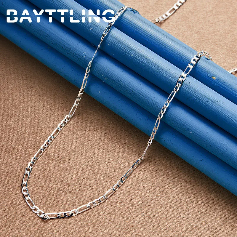 

Hip Hop 925 Sterling Silver 16-30 Inches 4MM Figaro Chain Necklace For Fashion Women Men Charm Wedding Jewelry Accessories