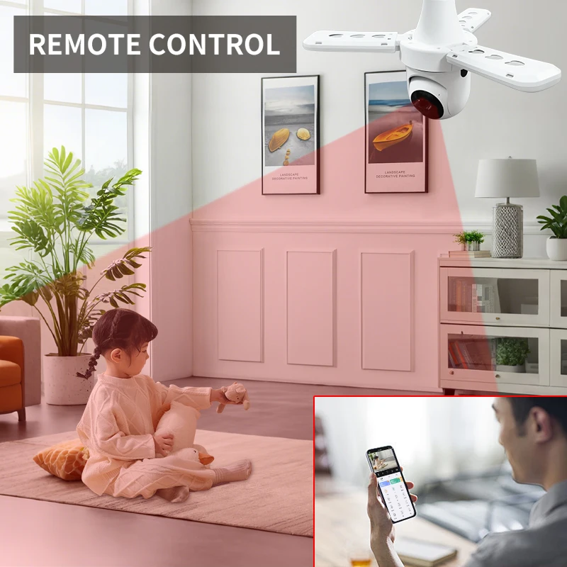 E27 Bulb WIFI Camera 5MP HD PTZ Two-way Audio Night Vision Floodlight Security Video CCTV Surveillance Camera 10X Zoom V380 APP