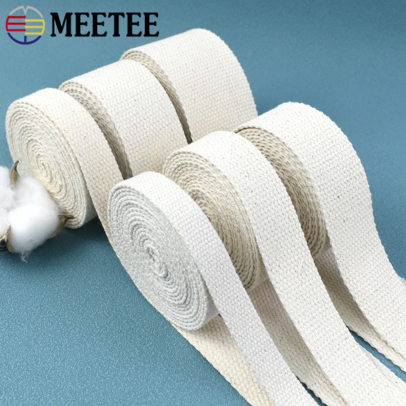 5/10Meters Meetee 20/25/30/38/50mm Cotton Webbing Ribbon Roll Lanyard Bag Strap Nylon Webbings Backpack Tape Crafts Materials