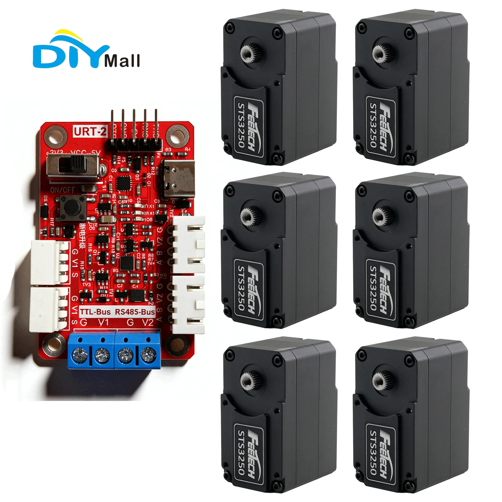 Feetech STS3250 12V 50KG Magnetic Encoder Servo Double Shaft TTL Serial Bus Protocol 360Degree Feedback (Stand included)