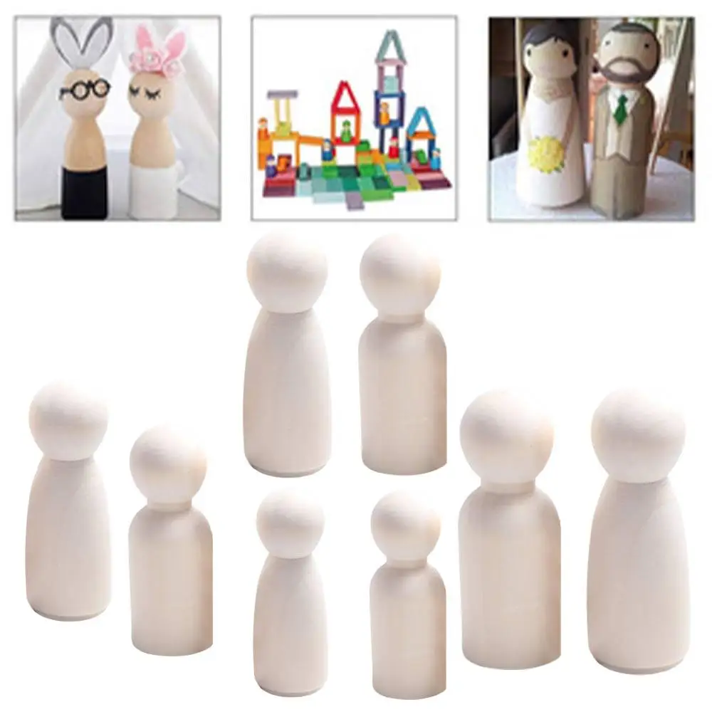

Lovely 20pcs Blank Male Female Natural Wood Puppets Wood Crafts Unpainted Figures Wooden Peg Wedding Decoration