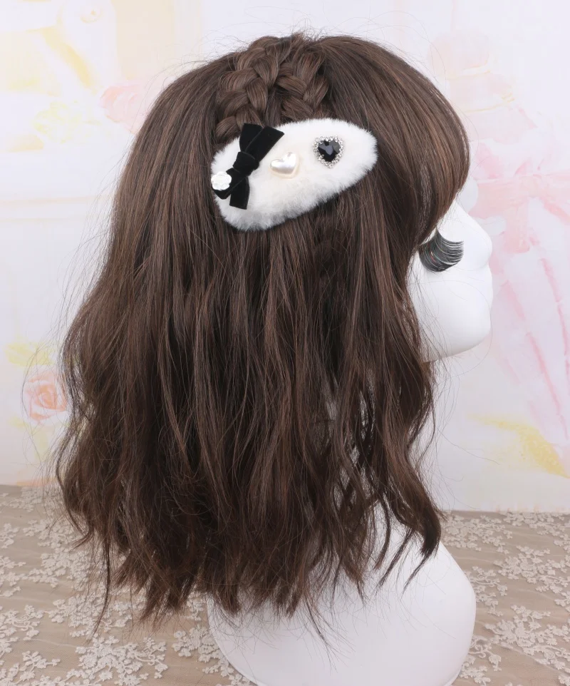 Женская милая заколка для волос в стиле барокко, плюшевый бант, милый подарок для девочек Y2K, стиль Лолиты, бант в форме сердца, милая женская заколка для волос