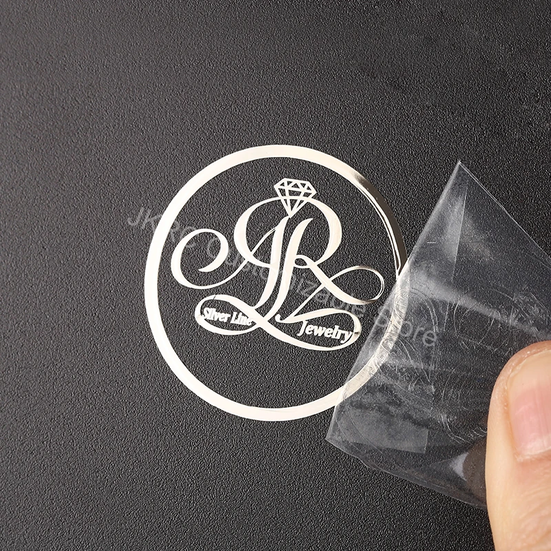 custom 3D silver transfer sticker gold foil raised metal logo personal DTF UV crystal label waterproof hollow decal brand relief