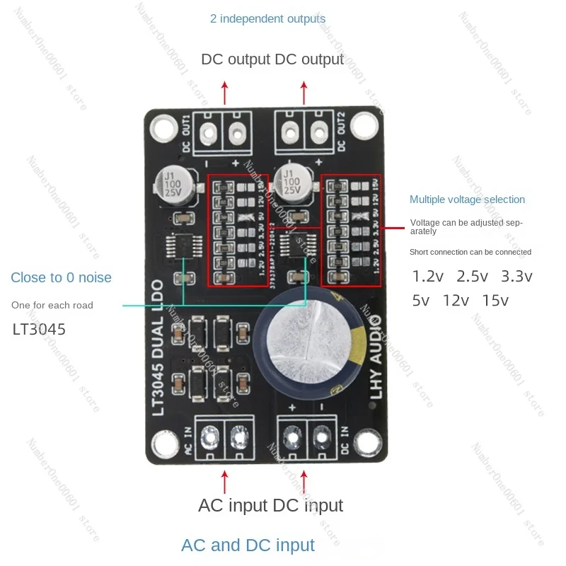 For LT3045 dual-channel positive voltage DC stabilized power supply low noise high precision linear upgrade DAC