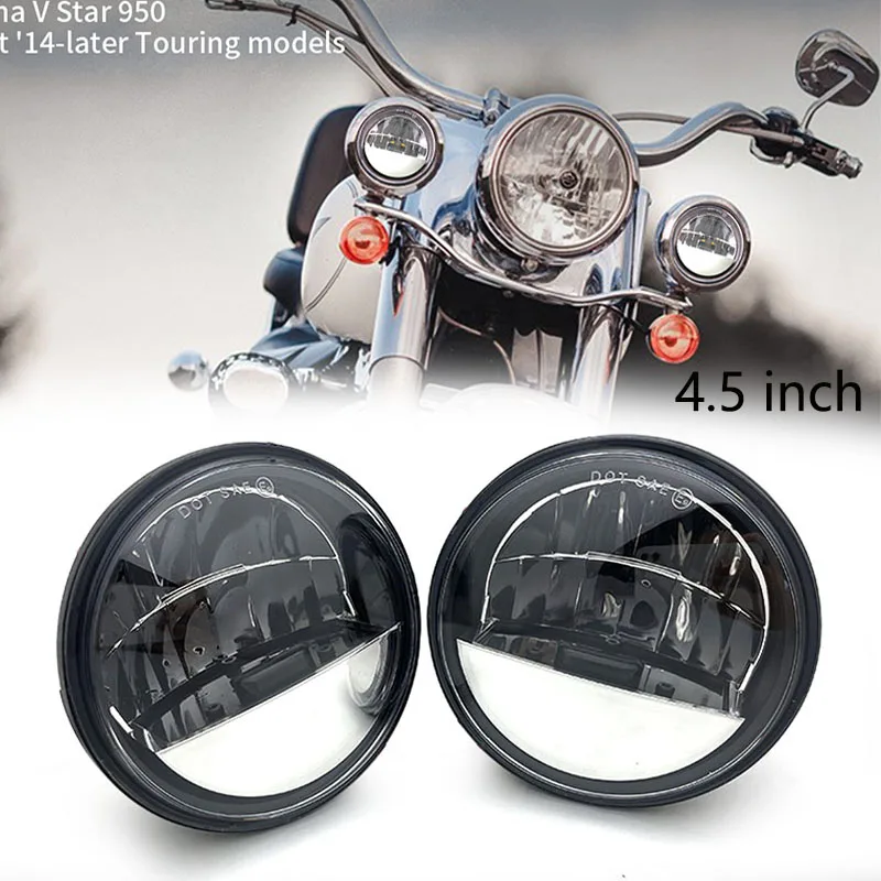 Pair Motorcycle 4.5 inch Led Fog Light DRL Led Fog Halo Ring 30W Round Waterproof 4 1/2 Auxiliary Passing Lamp.