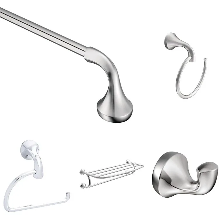 

Eva Collection Chrome 24" Towel Bar, YB2824BN, 26" Towel Ring, YB2886CH, Robe Hook, YB2803CH, Towel Shelf,