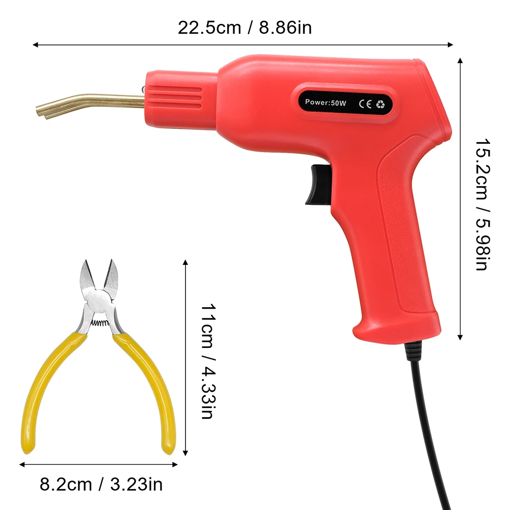 Pistola de soldador de PVC para máquina de solda de plástico 50W com 200 grampos para reparo de pára-choques e fixação de plástico