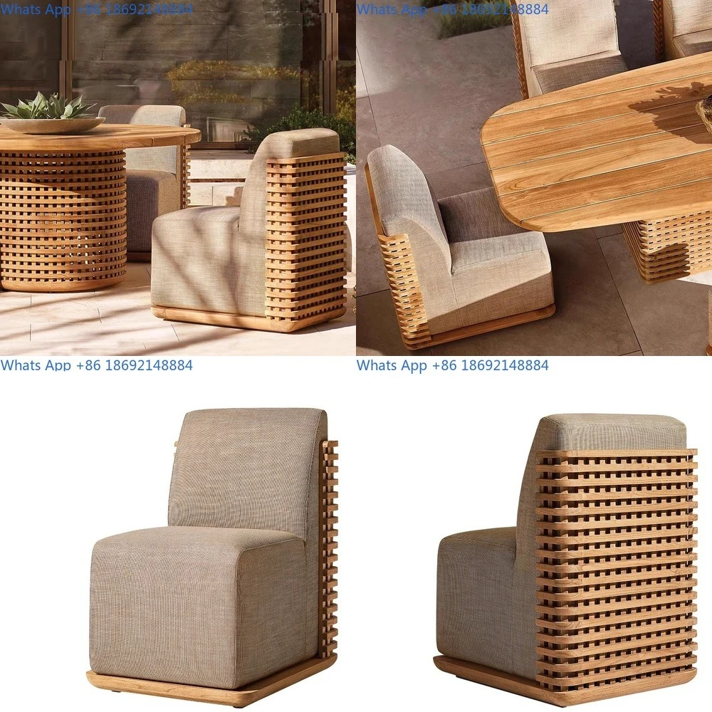 Outdoor Garden Wooden Dining Table Set for Patio Yard and Villa Use