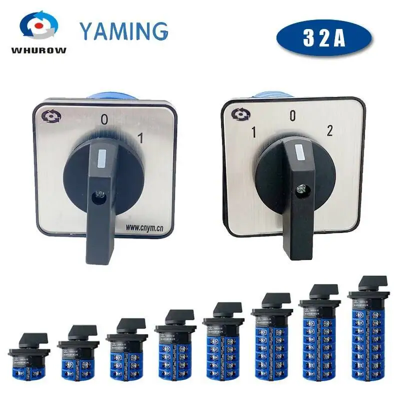 

LW26-32A Changeover Cam Rotary Switch 1-8 Poles Two/Three Position ON OFF Silver Contact Dual Power Control