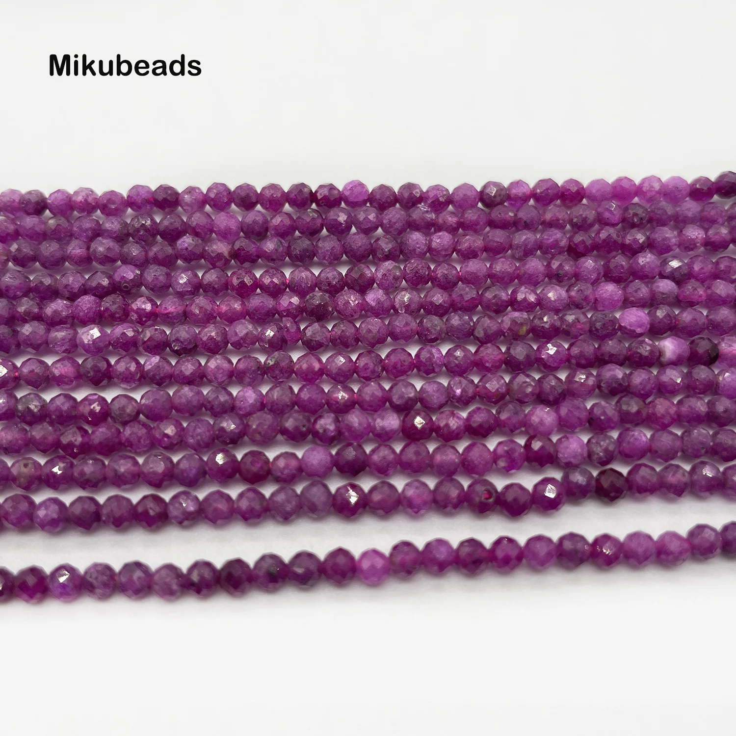 Wholesale Natural 3mm 4mm 6mm Ruby Faceted Round Loose Beads For Jewelry Making DIY Bracelets Necklace Strand Gift 38cm