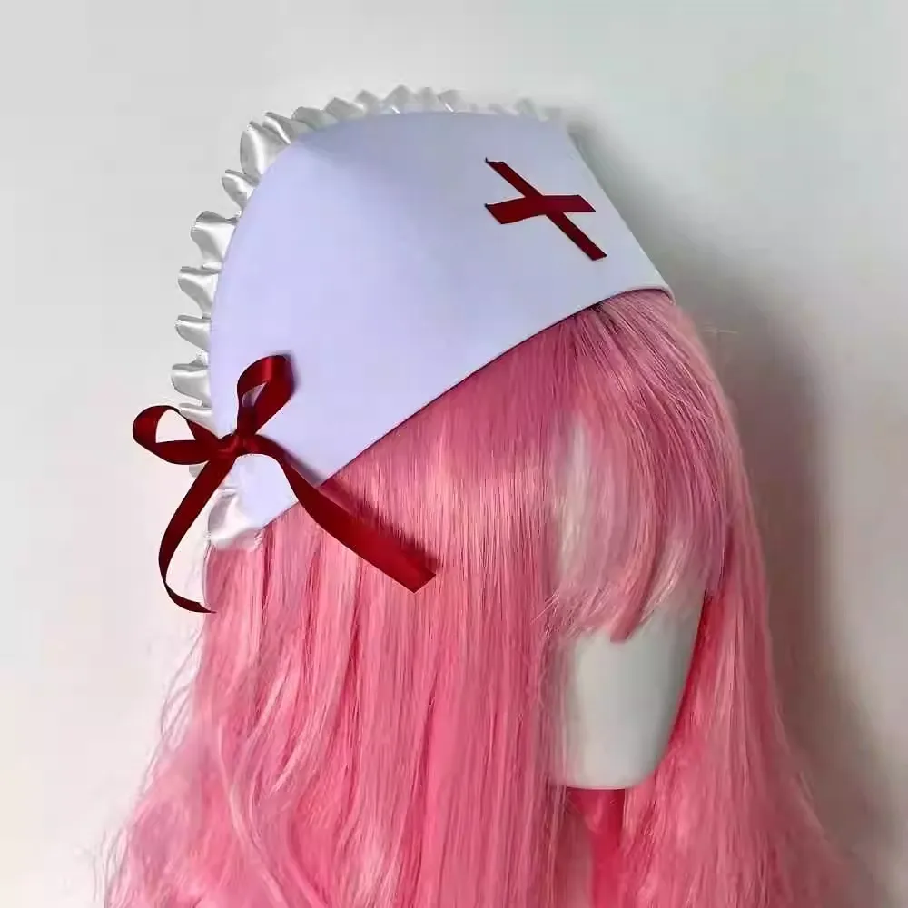 Cosplay nurse cap hat Accessories Prop y2k Girl Medical nurse hat with sweet lace bow Cosplay photography props cosplay view 4