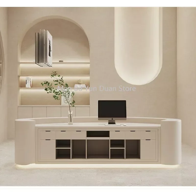 

Podium Beauty Salon Cashier Desk Company Reception Bar Paint Simple Modern Counter Comptoir De Caisse Boutique Furniture Luxury