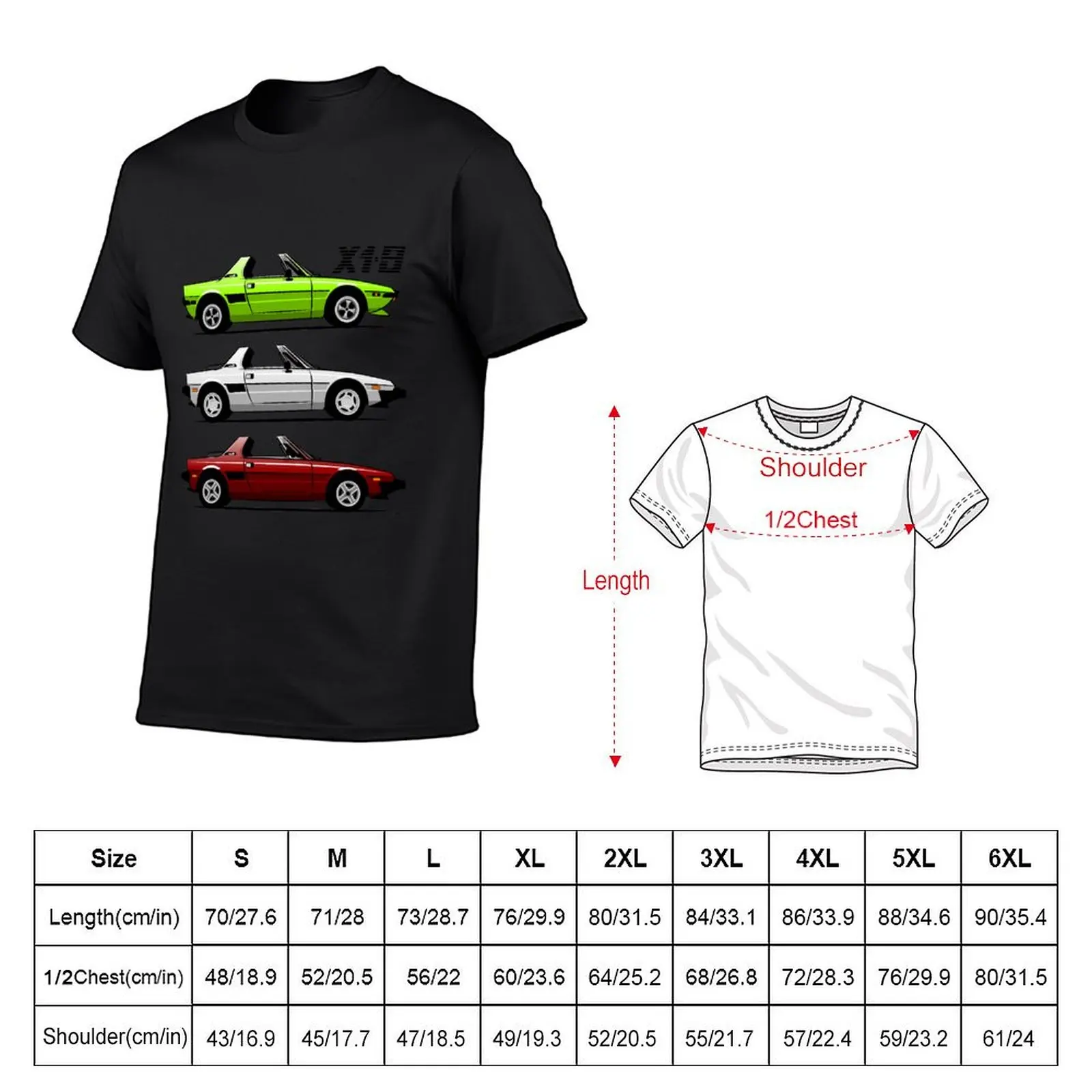 Fiat X1/9 z otwartym dachem t-shirt koreański moda anime duże i wysokie koszulki męskie