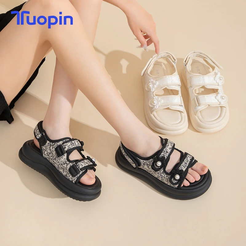 

Tuopin Thick-soled Sandals and Slippers for Women Summer Outerwear 2024 New Sandals National Style New Chinese Style Shoes Casua