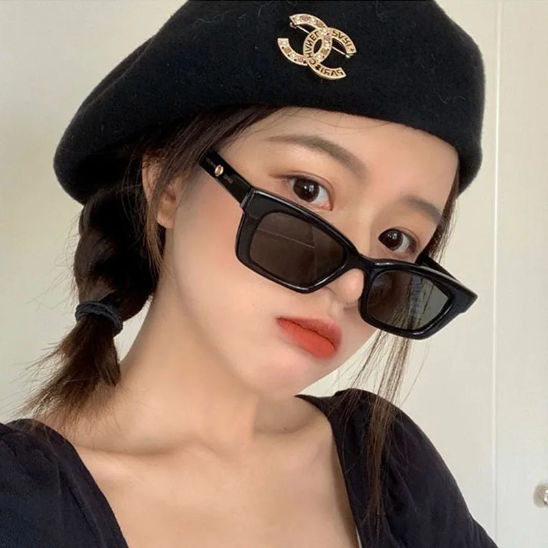 Fashion Women Small Square Trend Sunglasses Korean Jennie Style Sunglasses Retro Cats Eye Eyewear