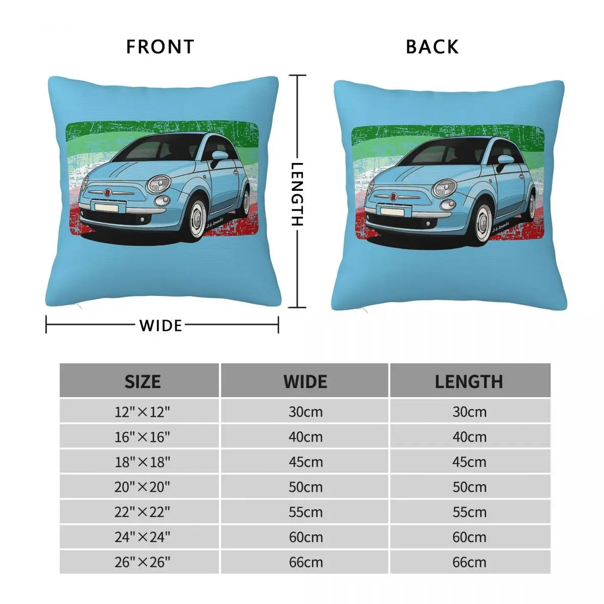 Italian Utility Vehicle Square Pillowcase Polyester Linen Velvet Creative Zip Decorative Pillow Case Car Cushion Cover 45x45