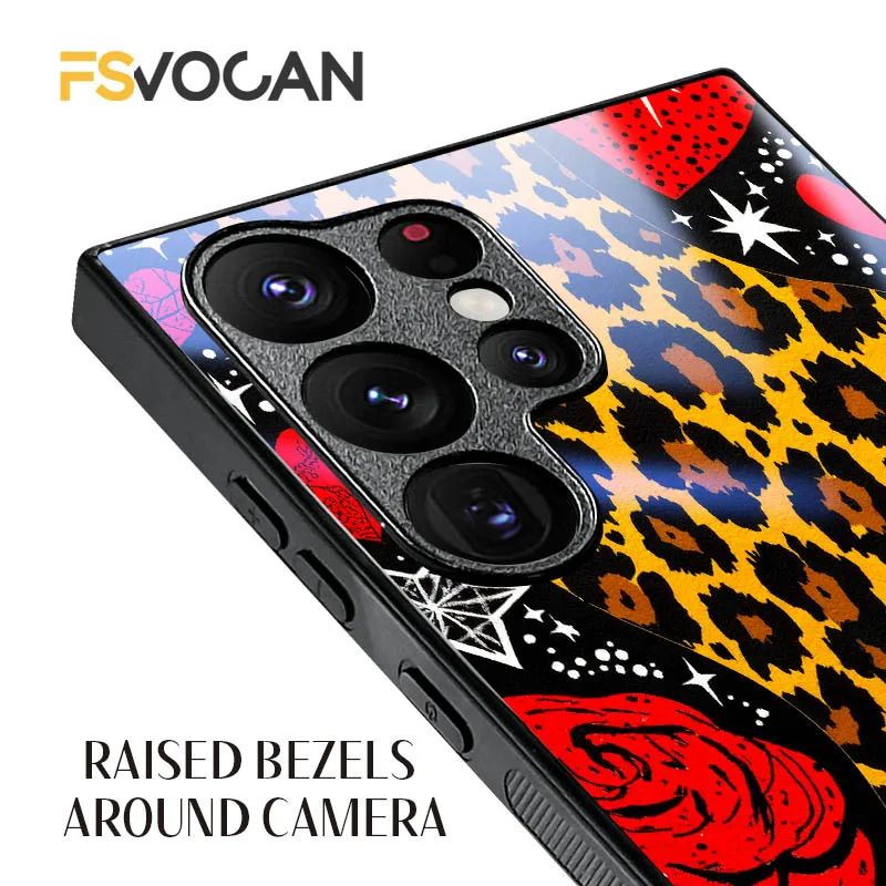 詩的な豹の精霊が星の下で踊る Samsung Galaxy S26 S25 S24 S23 S22 S21 S20 Plus Ultra A53 A54 A32 A33 A34 A35 A55用