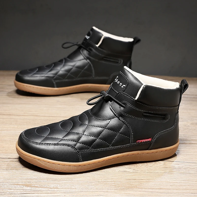 Nuevas botas de cuero para hombre, ideales para actividades al aire libre, con diseño minimalista, perfectas para senderismo, con suela plana, puntera ancha, tipo botas para caminar descalzo, y zapatillas deportivas para hombre, ideales para el invierno.