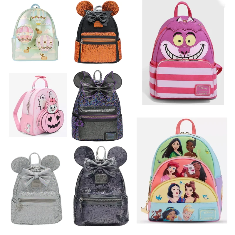 Loungefly Disney Minnie Mouse Sequin Mini Backpack Halloween Glitter Purple Spider Charm For Women