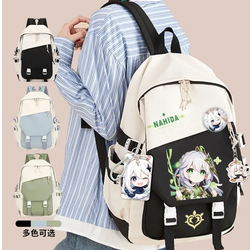 Anime Games Genshin Impact Xiao Kamisato Ayaka Hutao Klee Tartaglia Unisex Casual Cartoon Print  For Students School Backpacks