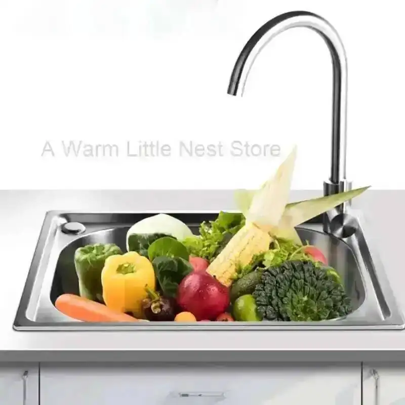 luxury Stainless Sinks Steel Kitchen Wash Basin Thickened Washing Sink creative washbasin Single Table Basin Kitchen Accessories