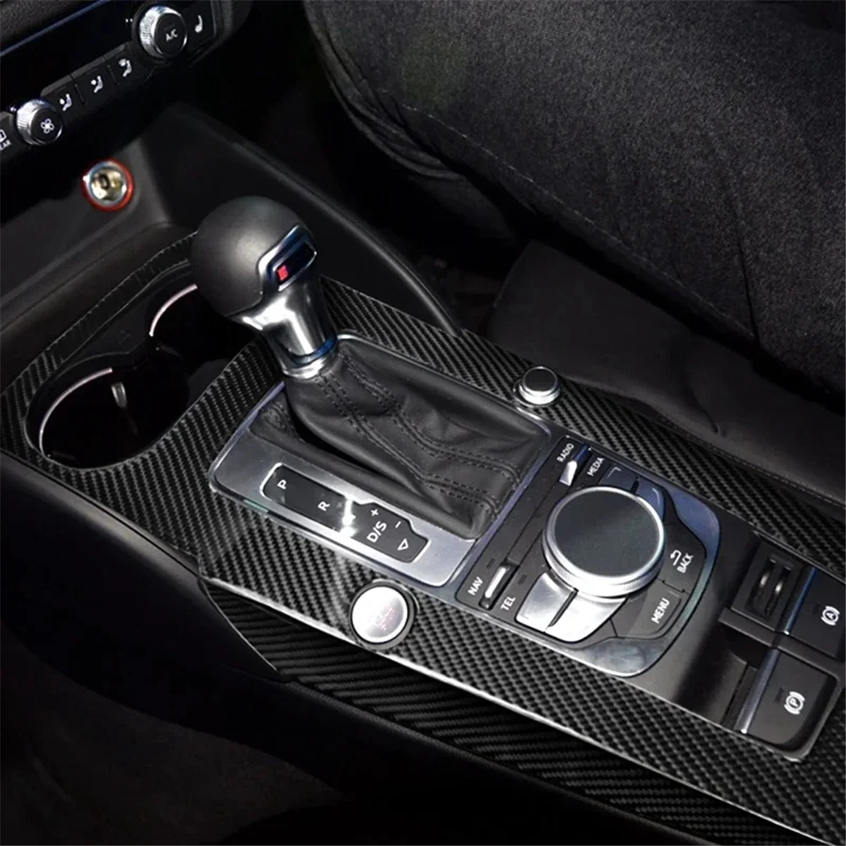 

Car LHD Carbon Fiber ABS Center Console Gear Shift Panel Decoration Sticker Trim for Audi A3 8V 2014-2018JADD