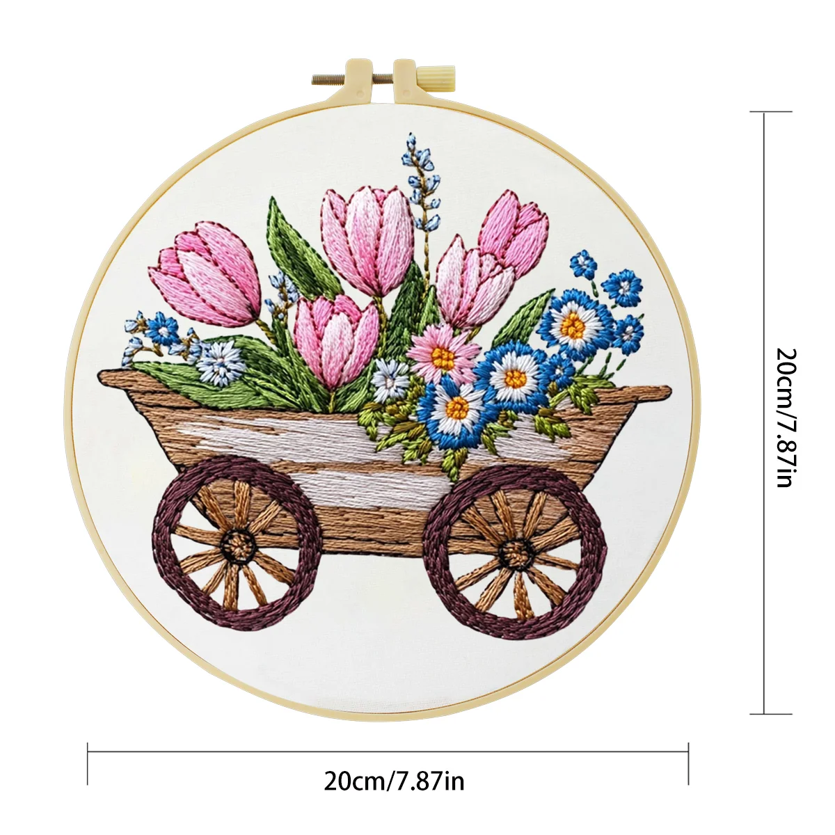 1 Stück 20X20CM/15X15CM 7,87/6,3 Zoll Blumen-Stickerei-Starter-Kit DIY-Kit DIY-Stickerei-Set Handarbeiten Malerei Nadelkunst – Detail 2