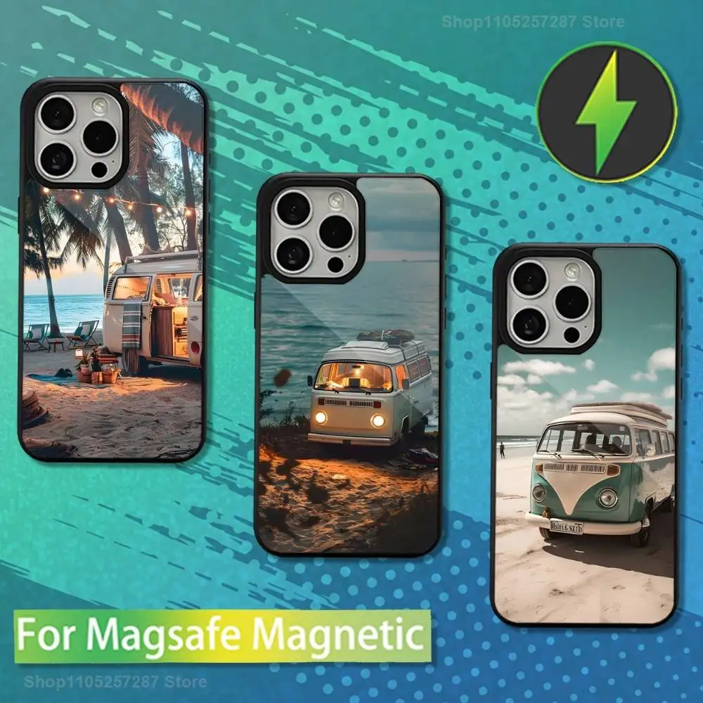 

Combi Van Surf Cartoon Phone For iPhone 17,12,11,16,15,13,14,Pro,Max,Plus,Mini, For Magsafe,Magnetic Wireless Charging Case