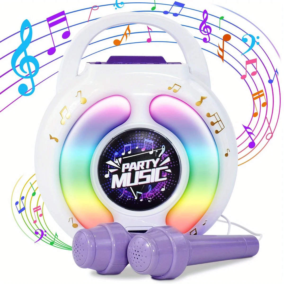 Kid Karaoke Machine with 2 Microphones Portable Karaoke Music Toy with Light Recording Voice Change Function for Girls Boys Gift