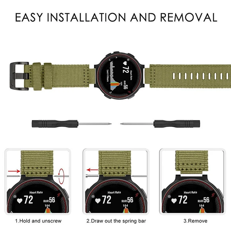 22mm Nylon Watch Band Straps For Garmin Forerunner 235, 735XT, 220, 230, 620, 630, S5 and S6 Easyfit Wristband Correa