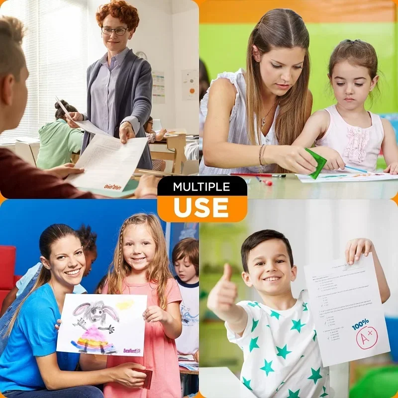 Teacher Stamp Colorful Self-Inking Motivation School Encouraging Comments Homework Rating Office Stationery Stamps for Grading