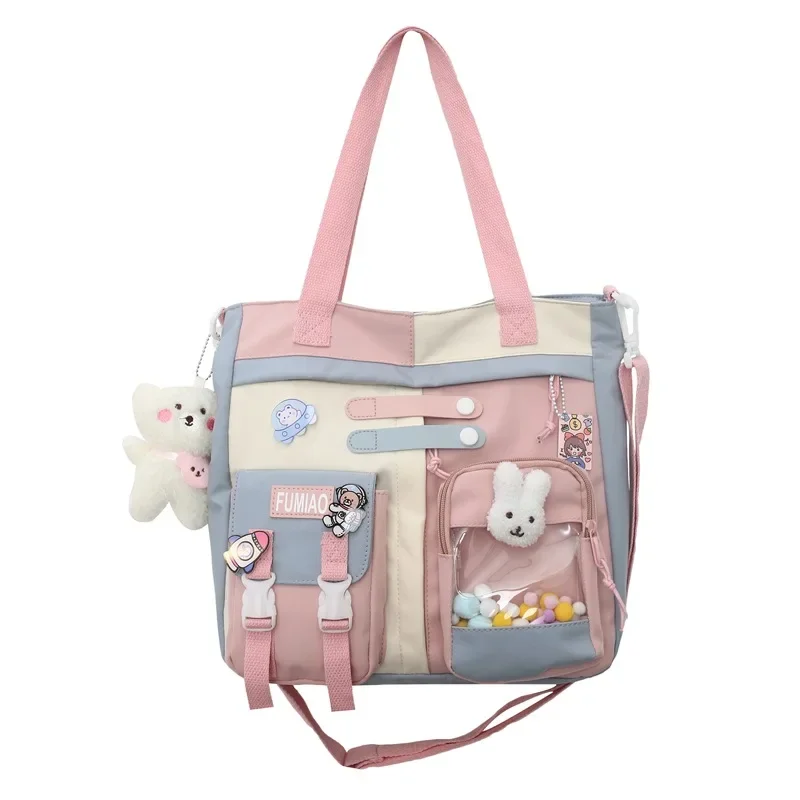 New Sweet Cartoon Women Shoulder Bag Fashion Nylon High Capacity Women Crossbody Bag Causal Patchwork School Bag for Girl