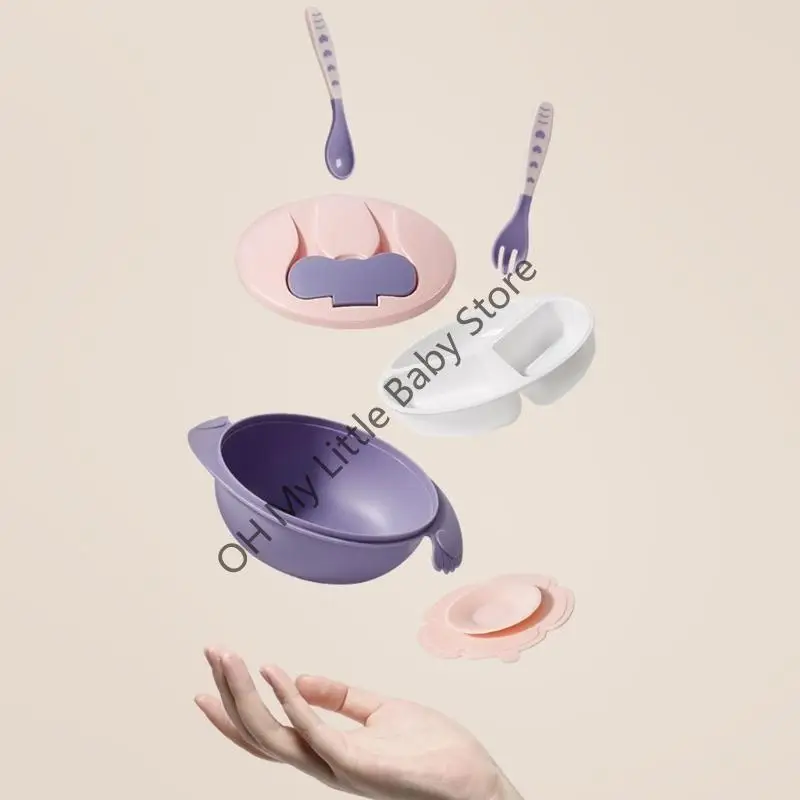 مجموعة طعام M76C للأطفال الرضع خالية من مادة BPA، أدوات مائدة سهلة التنظيف للفتيات
