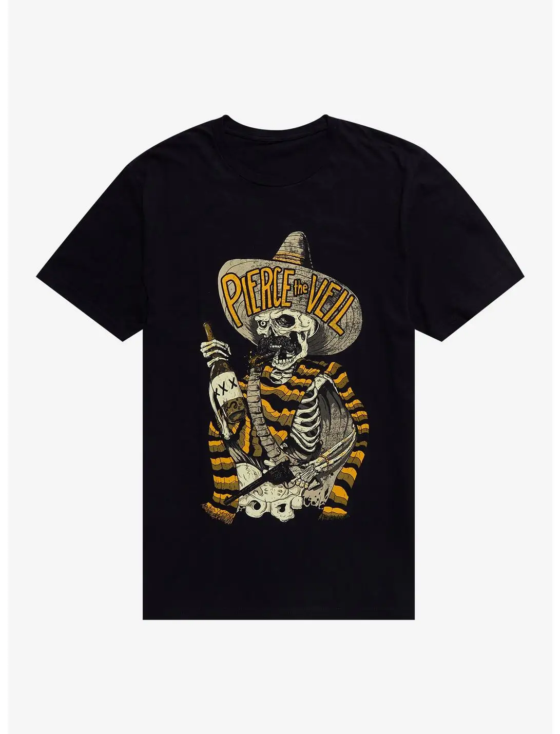 

Pierce The Veil Bandito Skeleton Peripheral Pattern Printing Summer Luxury Brand Cotton Men's and Women's T-Shirts Short Sleeves