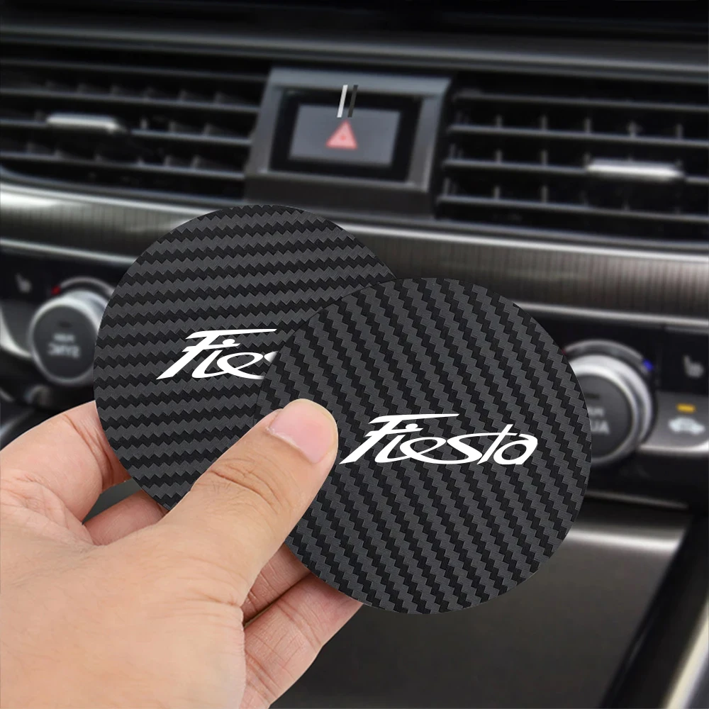 2Pcs Car Water Coaster Anti-slip Pad 7CM For Ford Fiesta mk7 mk5 mk8 mk4 mk6 1995-2011 2012 2013-2023 Auto Interior Accessories