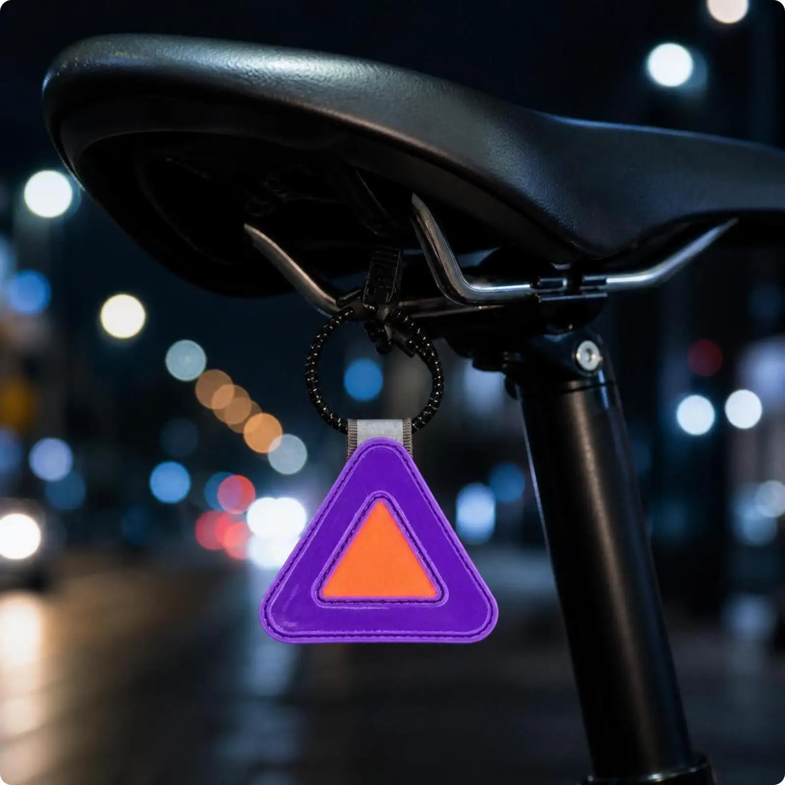 Reflective Bicycle Strap for Saddle Mount Purple PVC Safety Tag for Night Riding Road Bike Visibility
