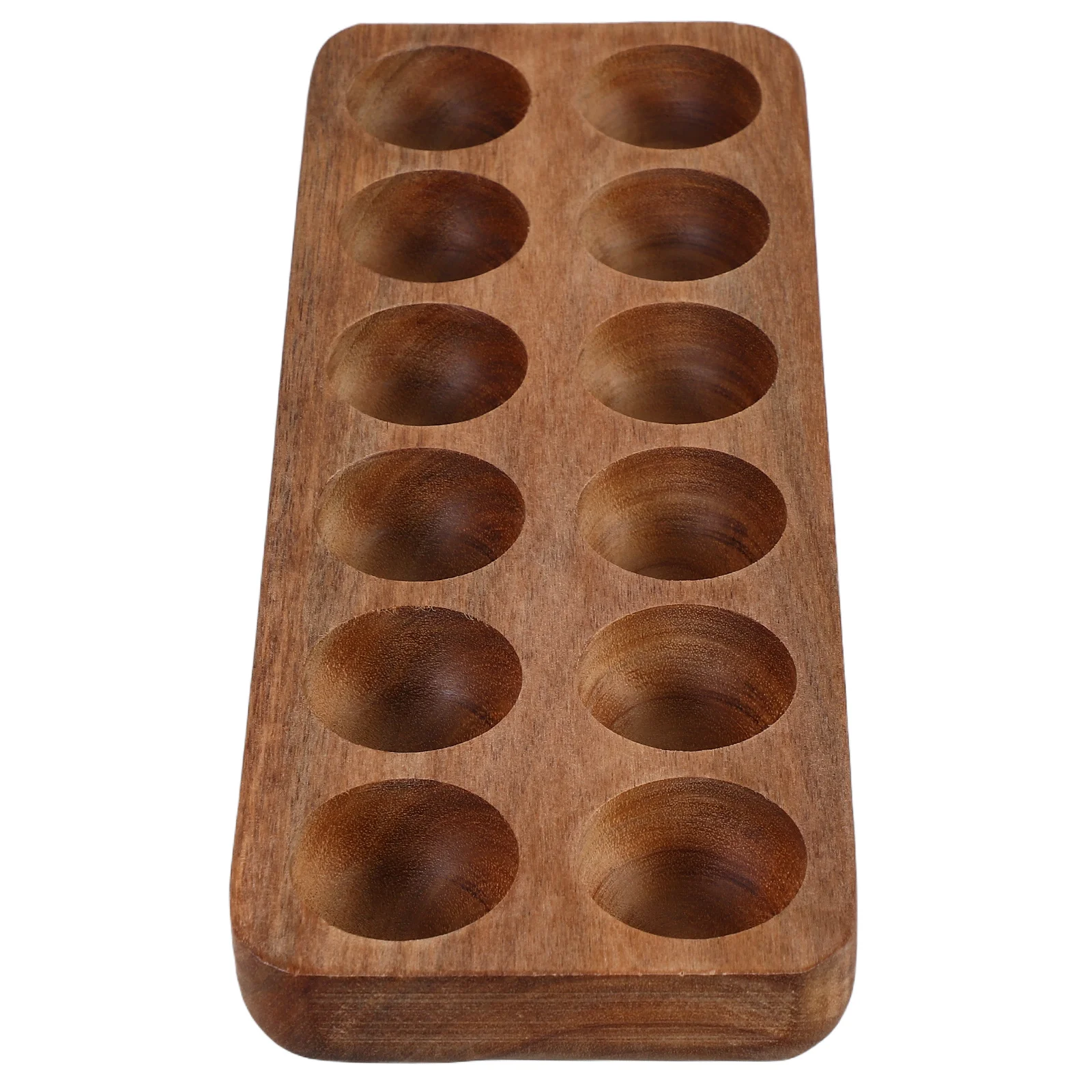 

Acacia Wood Egg Platter 12 Holes Holder Tray Kitchen Countertop Storage Organizer Elegant Design Wood Egg Platter