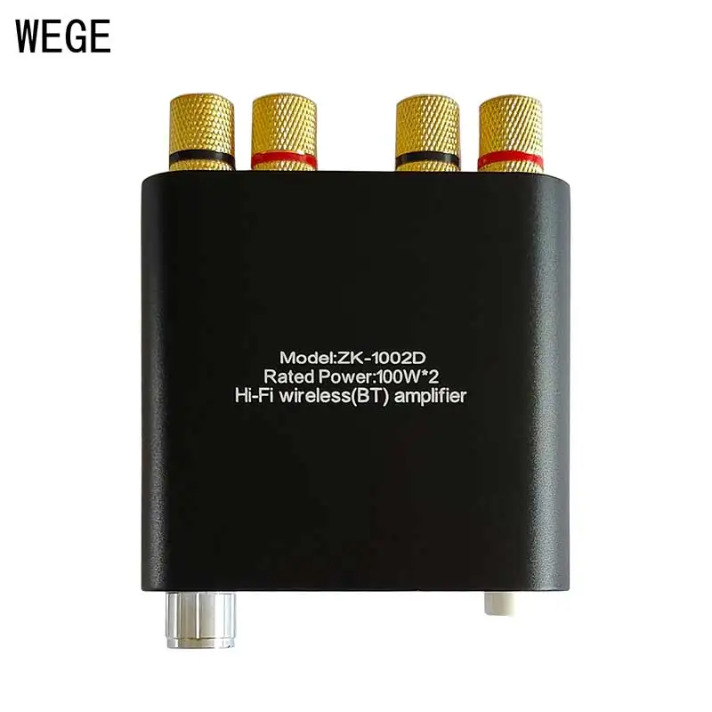 WEGE ZK-1002D 100W *2 Audio Power Amplifier Board HIFI TPA3116D2 BT5.0 2.0 Channel Stereo AMP  Wireless AUX USB Wuzhi Audio